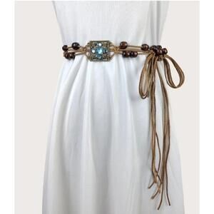 Boho Woven Adjustable Rope Belt With Square Design